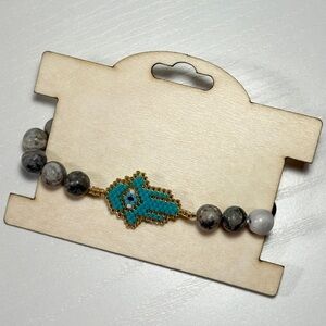 Handmade natural gemstone and seed beads bracelet